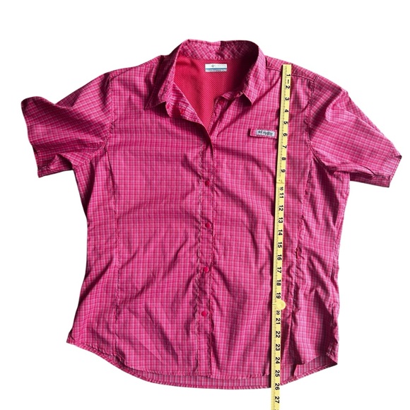 Columbia PFG Omni-Shade Pink Plaid Short Sleeve Fishing Shirt XL - Picture 5 of 16